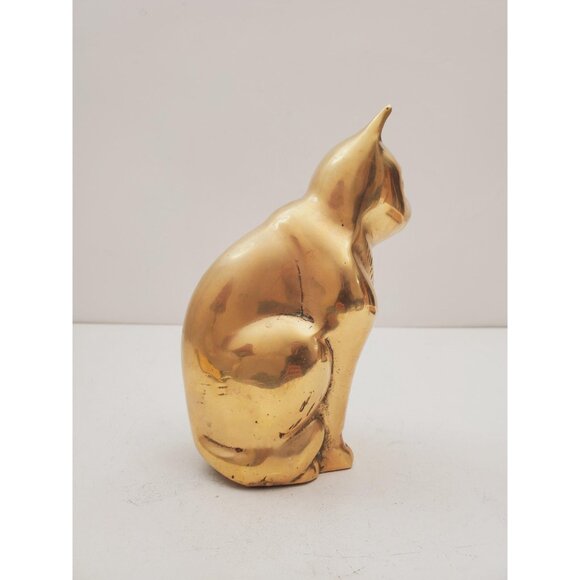 Cat Brass Sculpture, Cute Old Vintage Animal Brass Figurine, Handmade Mini , - Picture 7 of 10